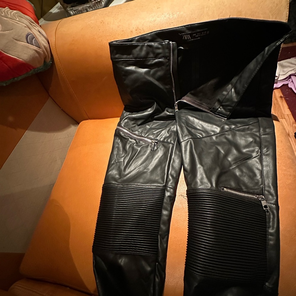 Zara Leather Biker Pants